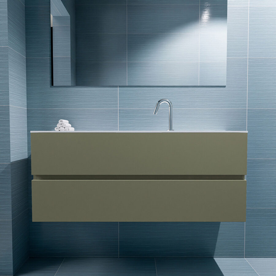 MONDIAZ ADA 120cm toiletmeubel army. LEX wastafel talc positie midden. Met 1 kraangat - Afbeelding 3