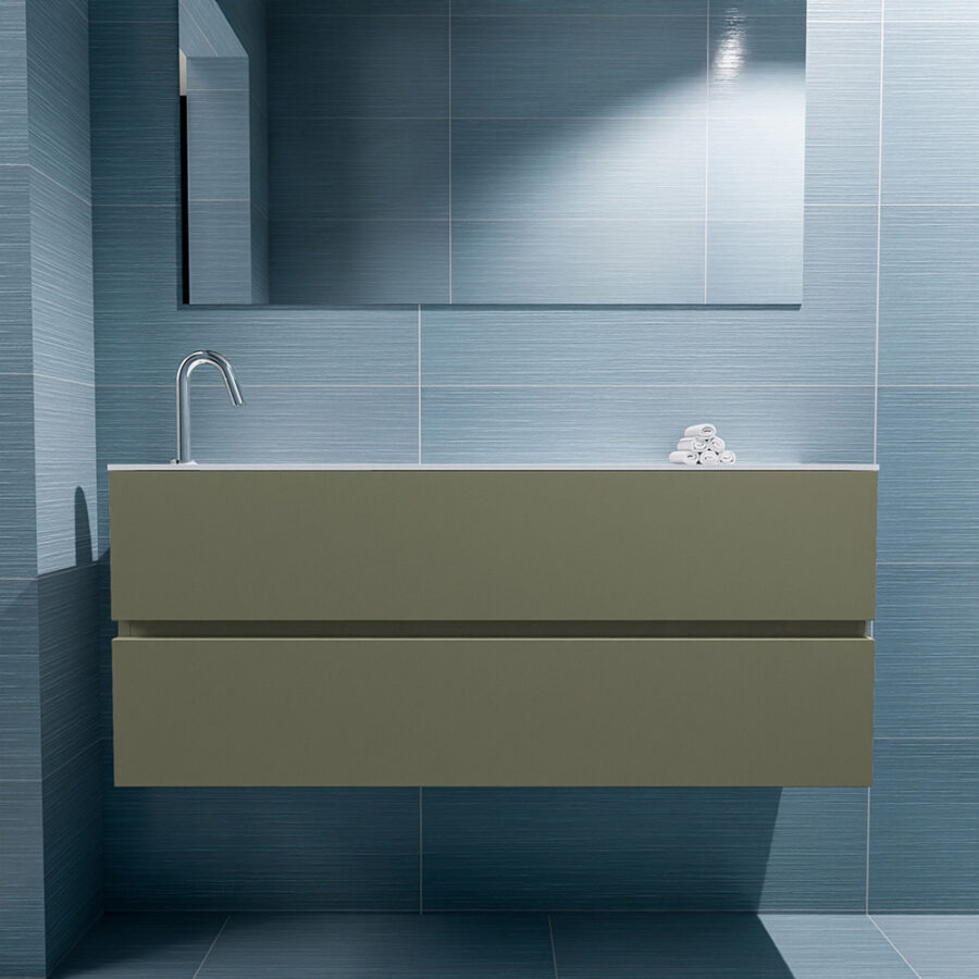 MONDIAZ ADA 120cm toiletmeubel army. LEX wastafel talc positie links. Met 1 kraangat - Afbeelding 3
