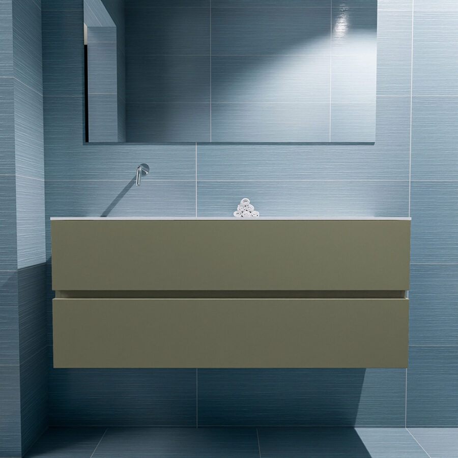 MONDIAZ ADA 120cm toiletmeubel army. LEX wastafel talc positie links. Zonder kraangat - Afbeelding 3