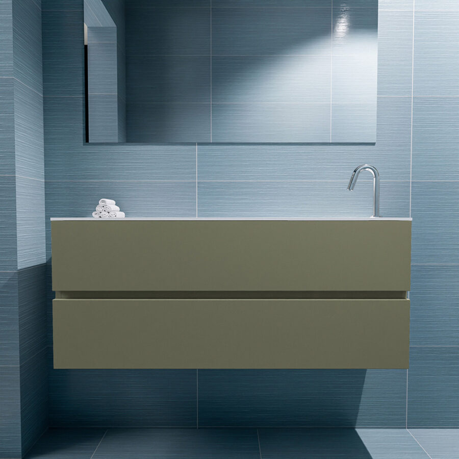 MONDIAZ ADA 120cm toiletmeubel army. LEX wastafel talc positie rechts. Met 1 kraangat - Afbeelding 3