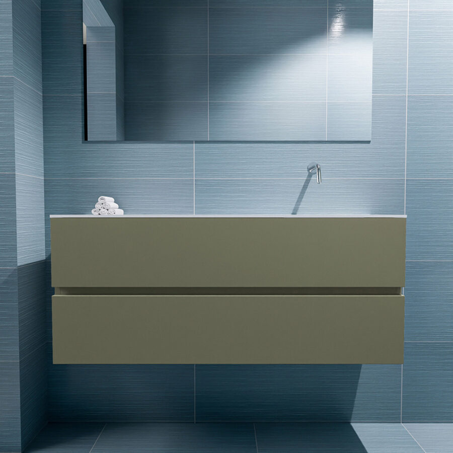 MONDIAZ ADA 120cm toiletmeubel army. LEX wastafel talc positie rechts. Zonder kraangat - Afbeelding 3