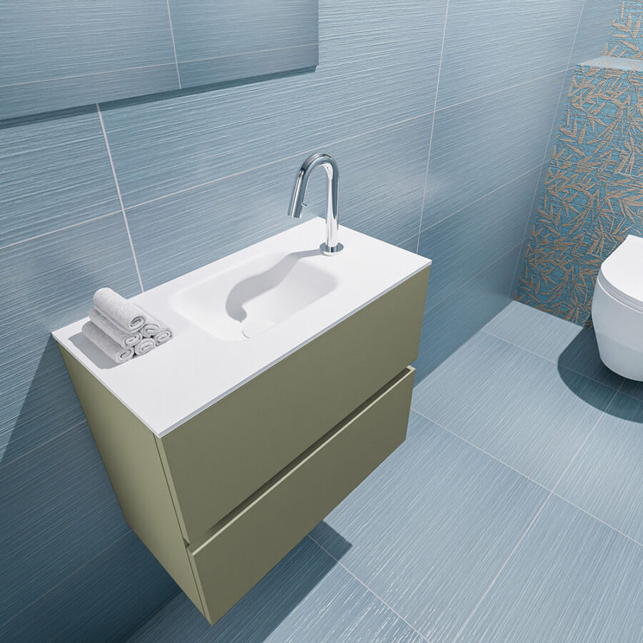 MONDIAZ ADA 60cm toiletmeubel army. LEX wastafel talc positie midden. Met 1 kraangat - Afbeelding 2