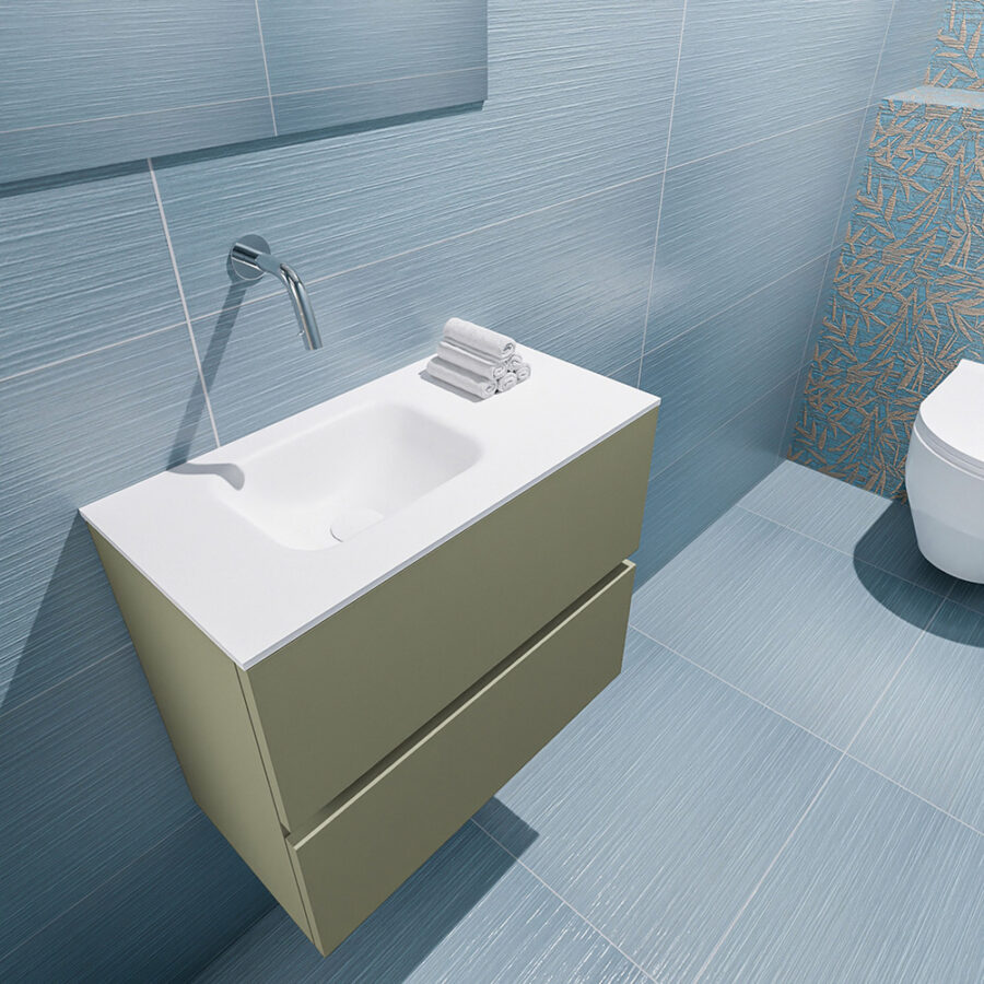 MONDIAZ ADA 60cm toiletmeubel army. LEX wastafel talc positie links. Zonder kraangat - Afbeelding 2