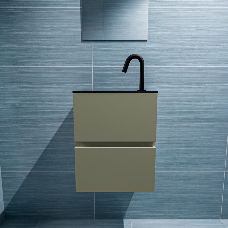 MONDIAZ ADA 40cm toiletmeubel army. LEX wastafel urban positie links. Met 1 kraangat - Afbeelding 3