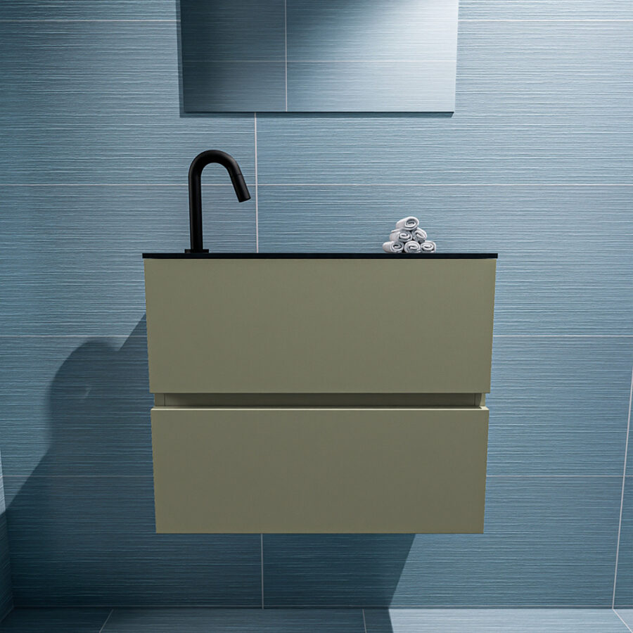 MONDIAZ ADA 60cm toiletmeubel army. LEX wastafel urban positie links. Met 1 kraangat - Afbeelding 3