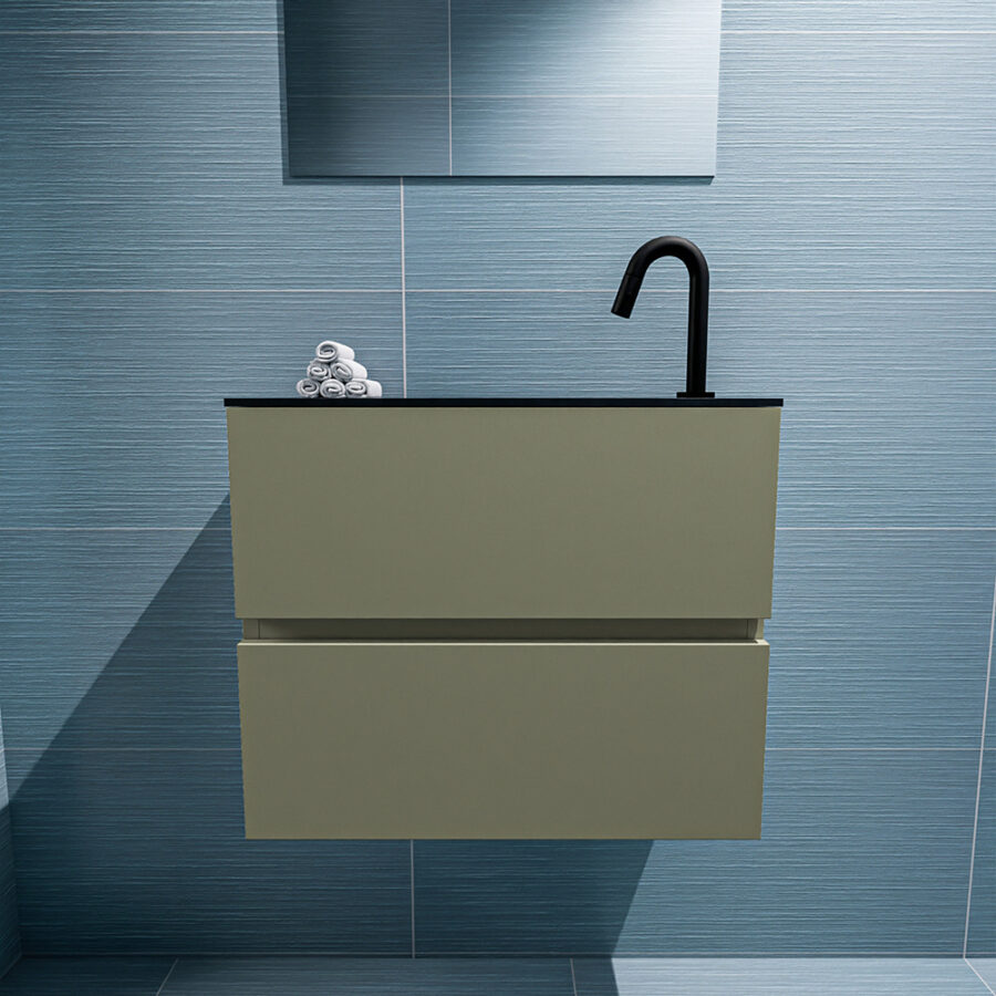 MONDIAZ ADA 60cm toiletmeubel army. LEX wastafel urban positie rechts. Met 1 kraangat - Afbeelding 3