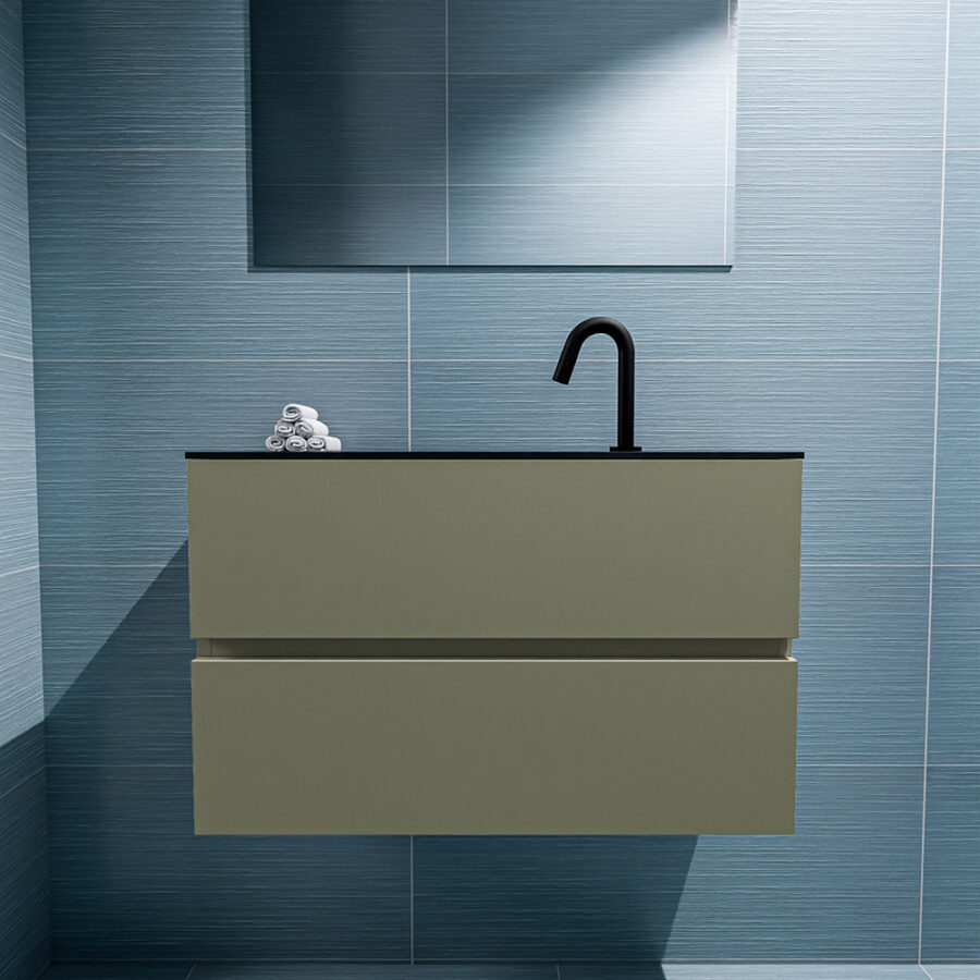 MONDIAZ ADA 80cm toiletmeubel army. LEX wastafel urban positie midden. Met 1 kraangat - Afbeelding 3
