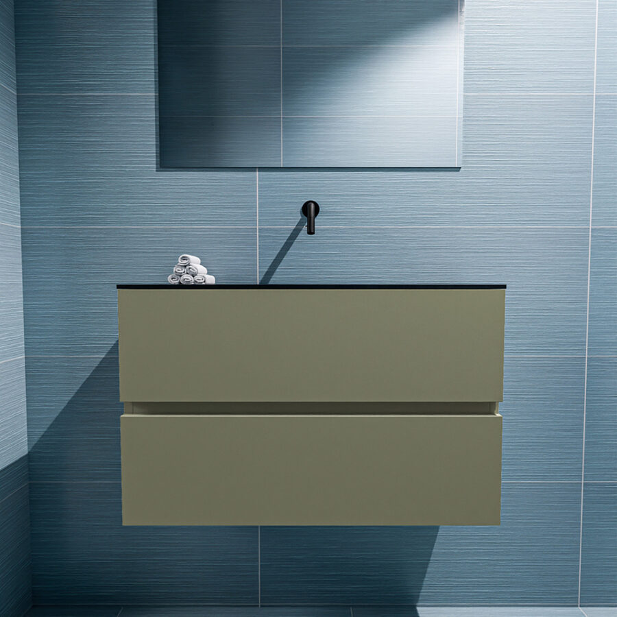 MONDIAZ ADA 80cm toiletmeubel army. LEX wastafel urban positie midden. Zonder kraangat - Afbeelding 3