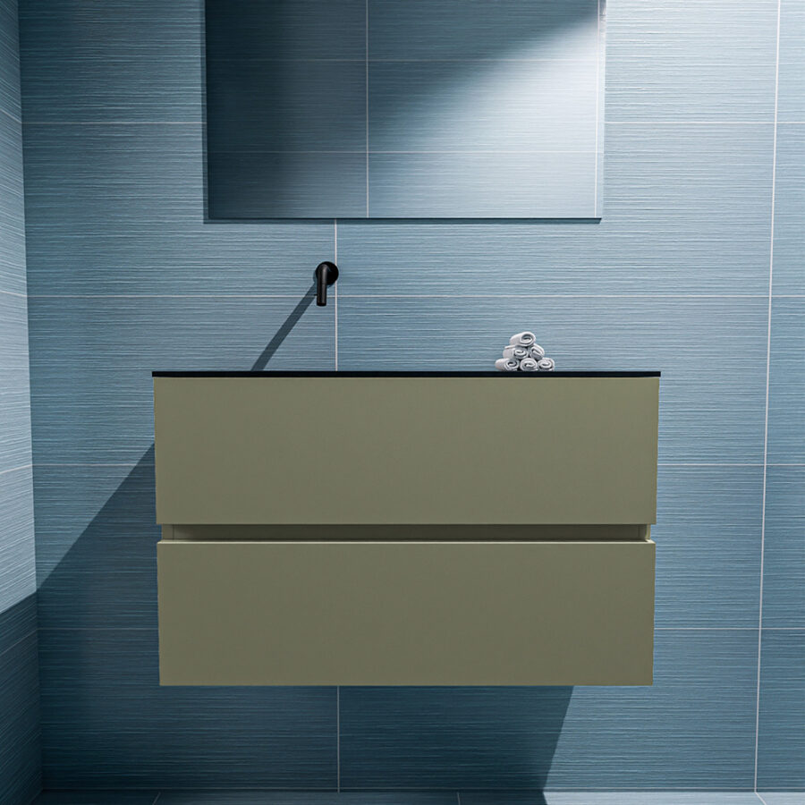 MONDIAZ ADA 80cm toiletmeubel army. LEX wastafel urban positie links. Zonder kraangat - Afbeelding 3