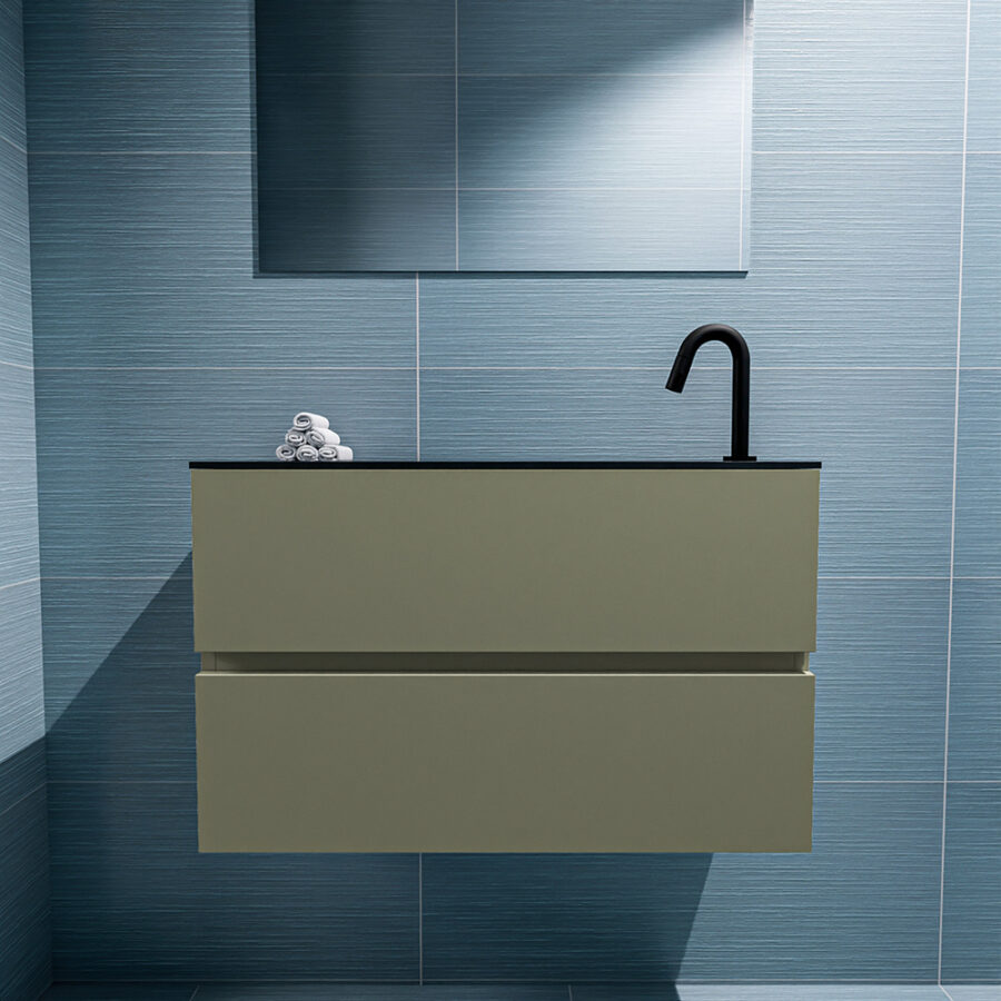 MONDIAZ ADA 80cm toiletmeubel army. LEX wastafel urban positie rechts. Met 1 kraangat - Afbeelding 3