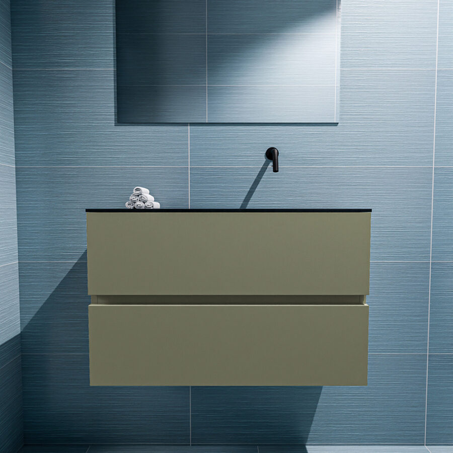 MONDIAZ ADA 80cm toiletmeubel army. LEX wastafel urban positie rechts. Zonder kraangat - Afbeelding 3