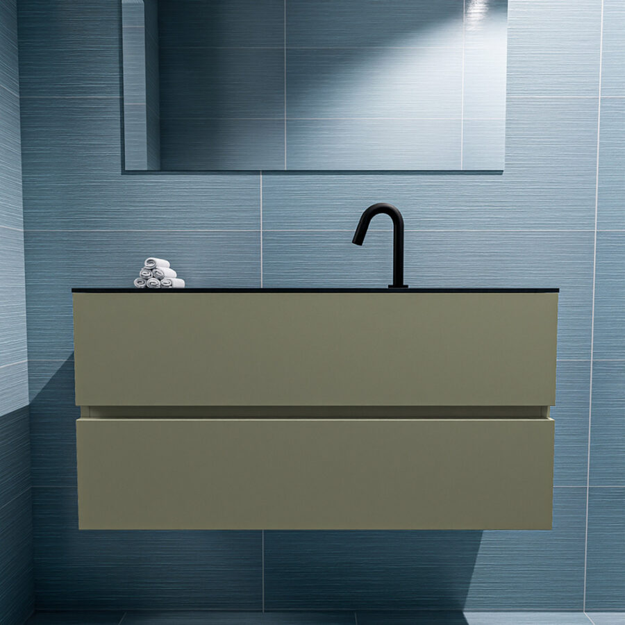 MONDIAZ ADA 100cm toiletmeubel army. LEX wastafel urban positie midden. Met 1 kraangat - Afbeelding 3