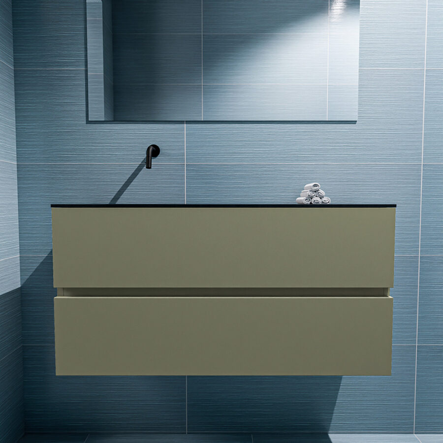 MONDIAZ ADA 100cm toiletmeubel army. LEX wastafel urban positie links. Zonder kraangat - Afbeelding 3