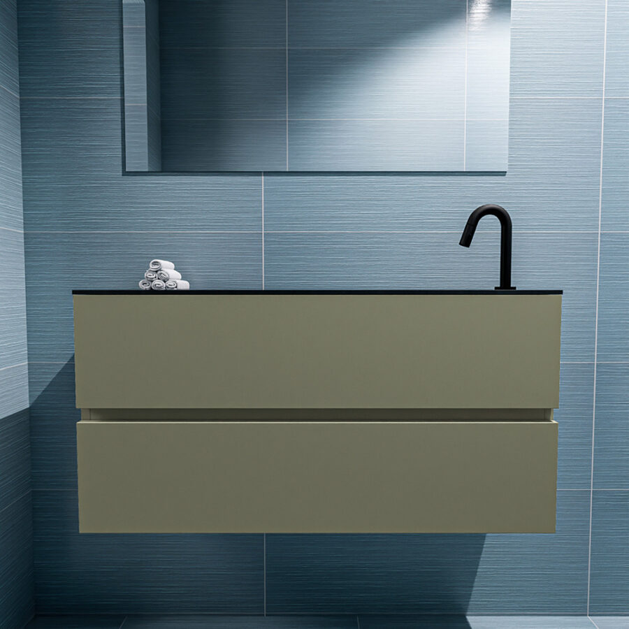 MONDIAZ ADA 100cm toiletmeubel army. LEX wastafel urban positie rechts. Met 1 kraangat - Afbeelding 3