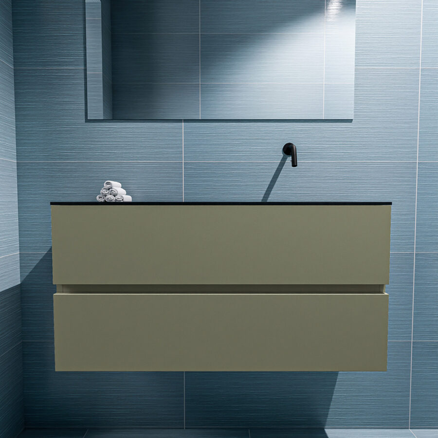 MONDIAZ ADA 100cm toiletmeubel army. LEX wastafel urban positie rechts. Zonder kraangat - Afbeelding 3