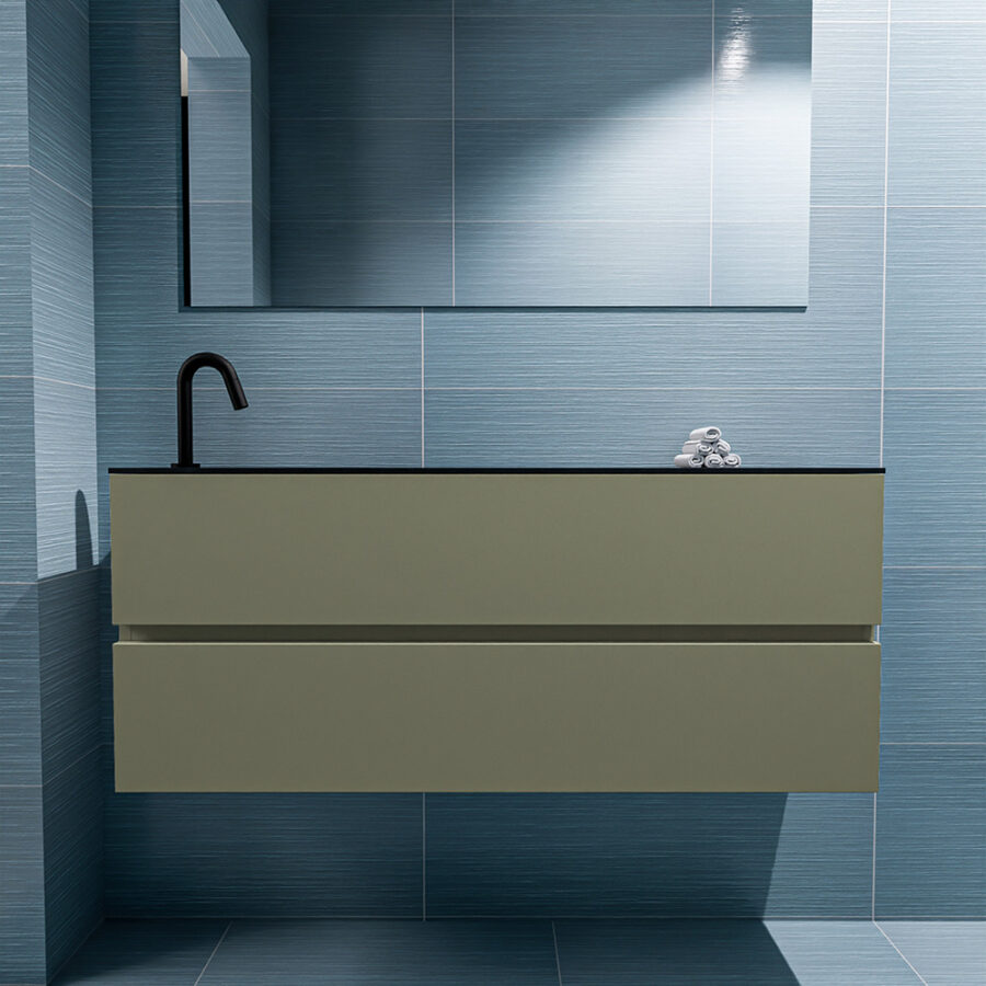 MONDIAZ ADA 120cm toiletmeubel army. LEX wastafel urban positie links. Met 1 kraangat - Afbeelding 3