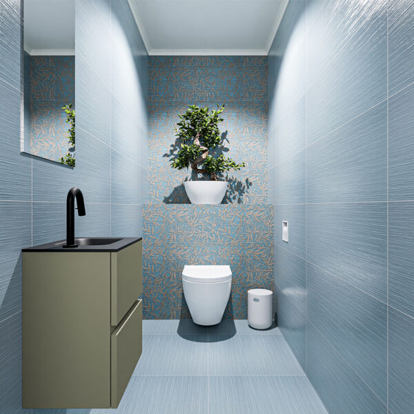 MONDIAZ ADA 40cm toiletmeubel army. LEX wastafel urban positie rechts. Met 1 kraangat