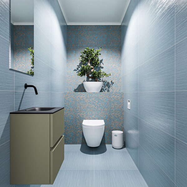 MONDIAZ ADA 40cm toiletmeubel army. LEX wastafel urban positie rechts. Zonder kraangat