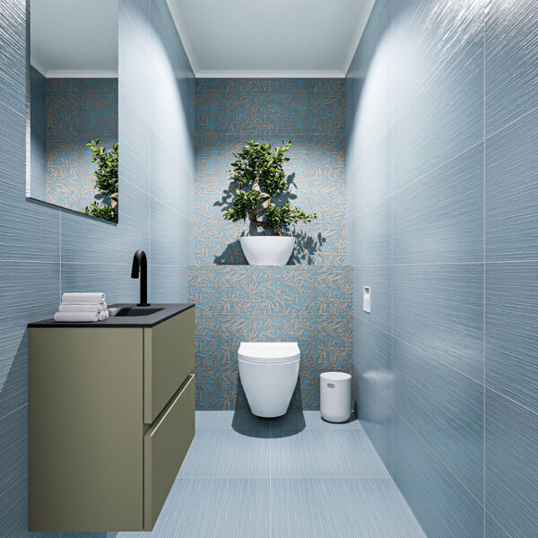 MONDIAZ ADA 60cm toiletmeubel army. LEX wastafel urban positie midden. Met 1 kraangat