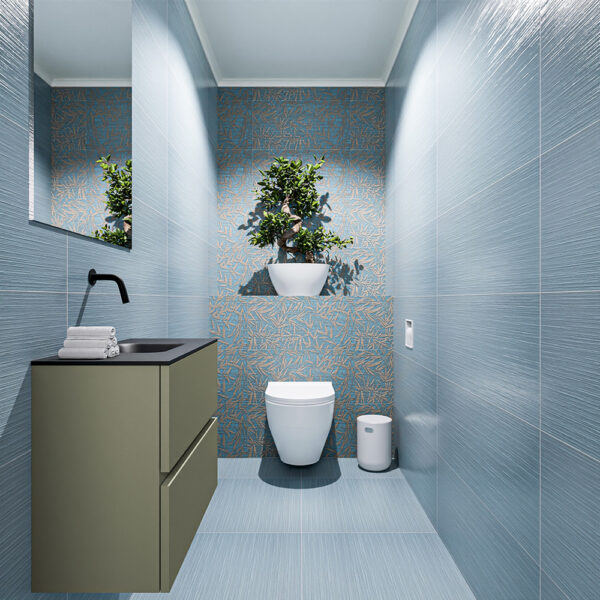 MONDIAZ ADA 60cm toiletmeubel army. LEX wastafel urban positie midden. Zonder kraangat