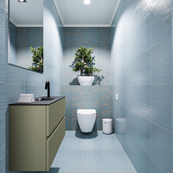 MONDIAZ ADA 80cm toiletmeubel army. LEX wastafel urban positie midden. Met 1 kraangat
