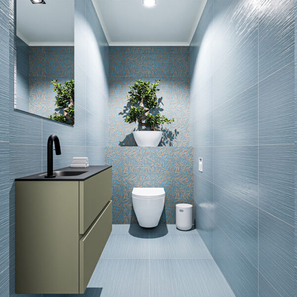 MONDIAZ ADA 80cm toiletmeubel army. LEX wastafel urban positie links. Met 1 kraangat