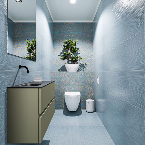 MONDIAZ ADA 80cm toiletmeubel army. LEX wastafel urban positie links. Zonder kraangat