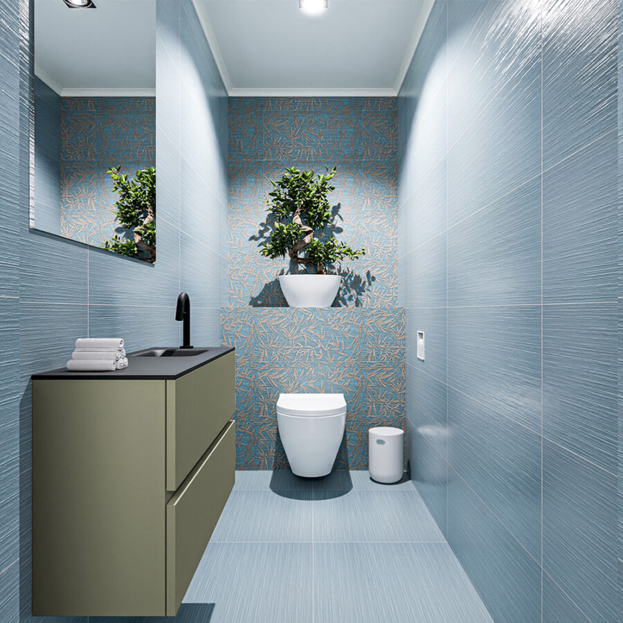 MONDIAZ ADA 80cm toiletmeubel army. LEX wastafel urban positie rechts. Met 1 kraangat