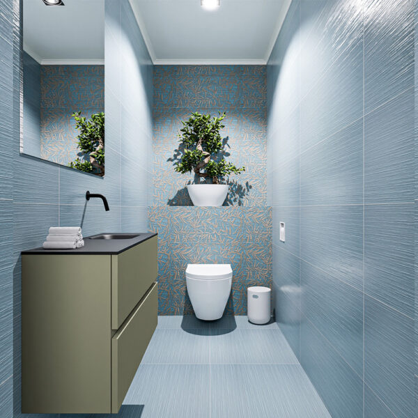 MONDIAZ ADA 80cm toiletmeubel army. LEX wastafel urban positie rechts. Zonder kraangat