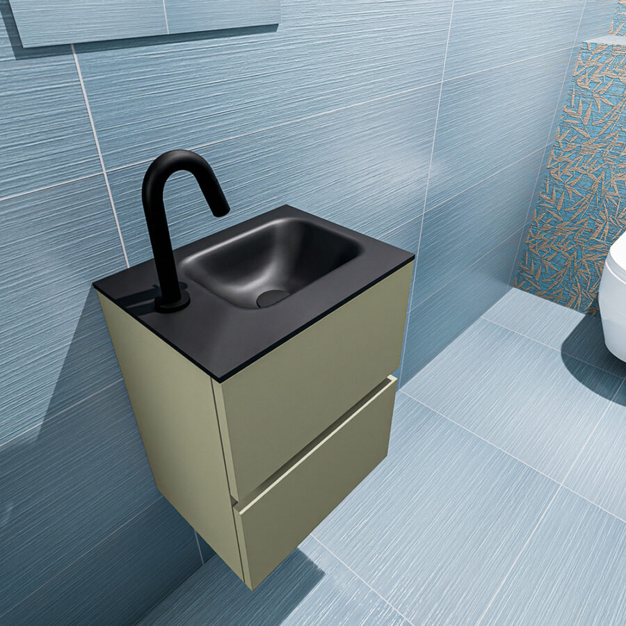 MONDIAZ ADA 40cm toiletmeubel army. LEX wastafel urban positie rechts. Met 1 kraangat - Afbeelding 2