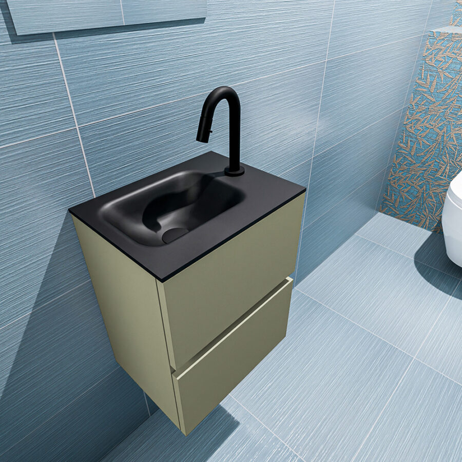 MONDIAZ ADA 40cm toiletmeubel army. LEX wastafel urban positie links. Met 1 kraangat - Afbeelding 2