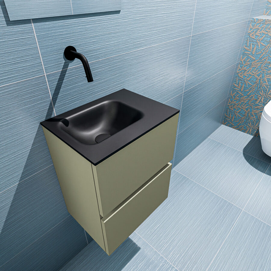 MONDIAZ ADA 40cm toiletmeubel army. LEX wastafel urban positie links. Zonder kraangat - Afbeelding 2