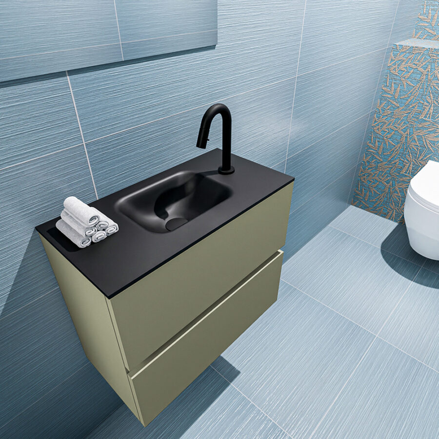 MONDIAZ ADA 60cm toiletmeubel army. LEX wastafel urban positie midden. Met 1 kraangat - Afbeelding 2