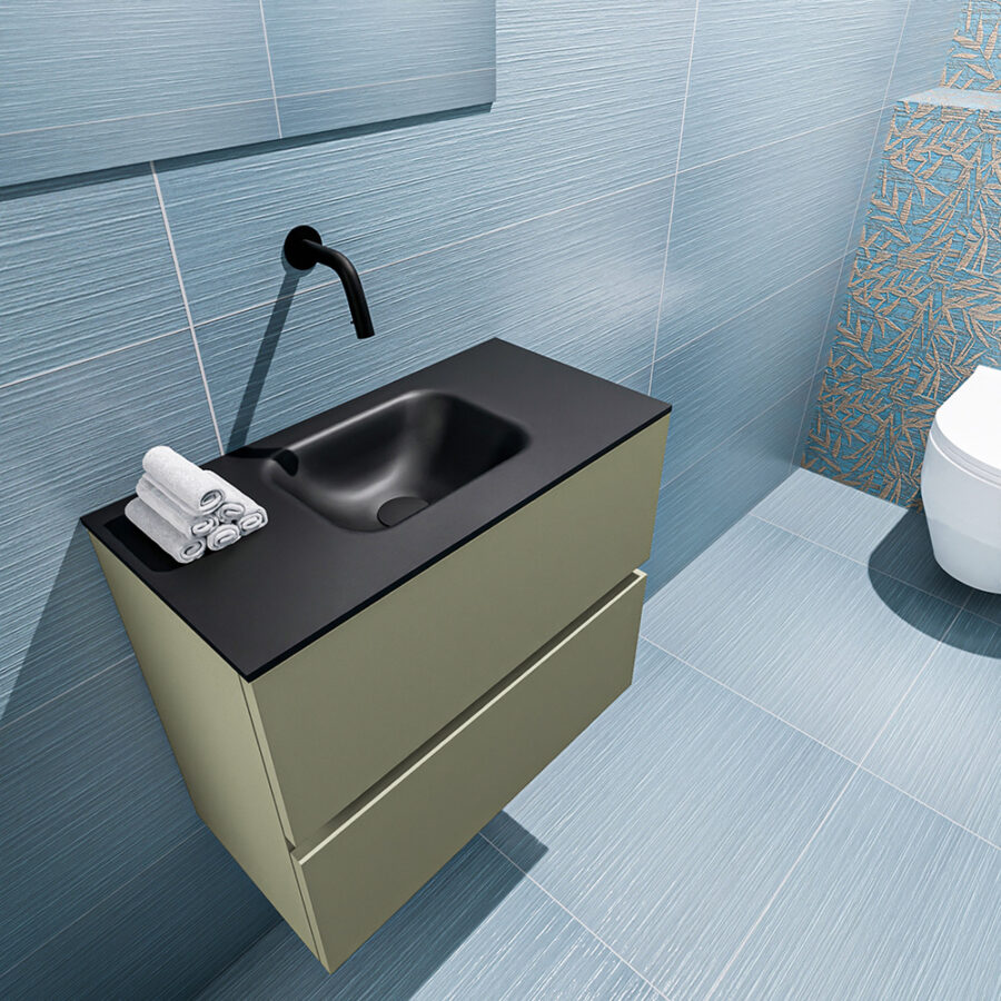 MONDIAZ ADA 60cm toiletmeubel army. LEX wastafel urban positie midden. Zonder kraangat - Afbeelding 2