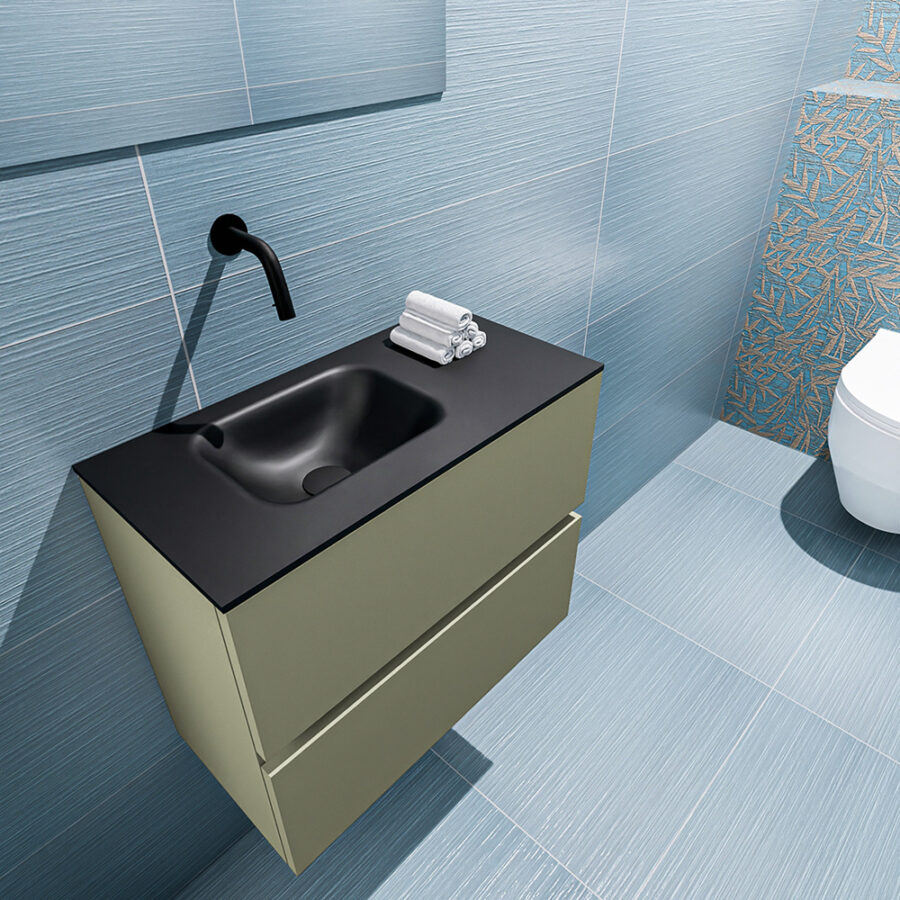 MONDIAZ ADA 60cm toiletmeubel army. LEX wastafel urban positie links. Zonder kraangat - Afbeelding 2
