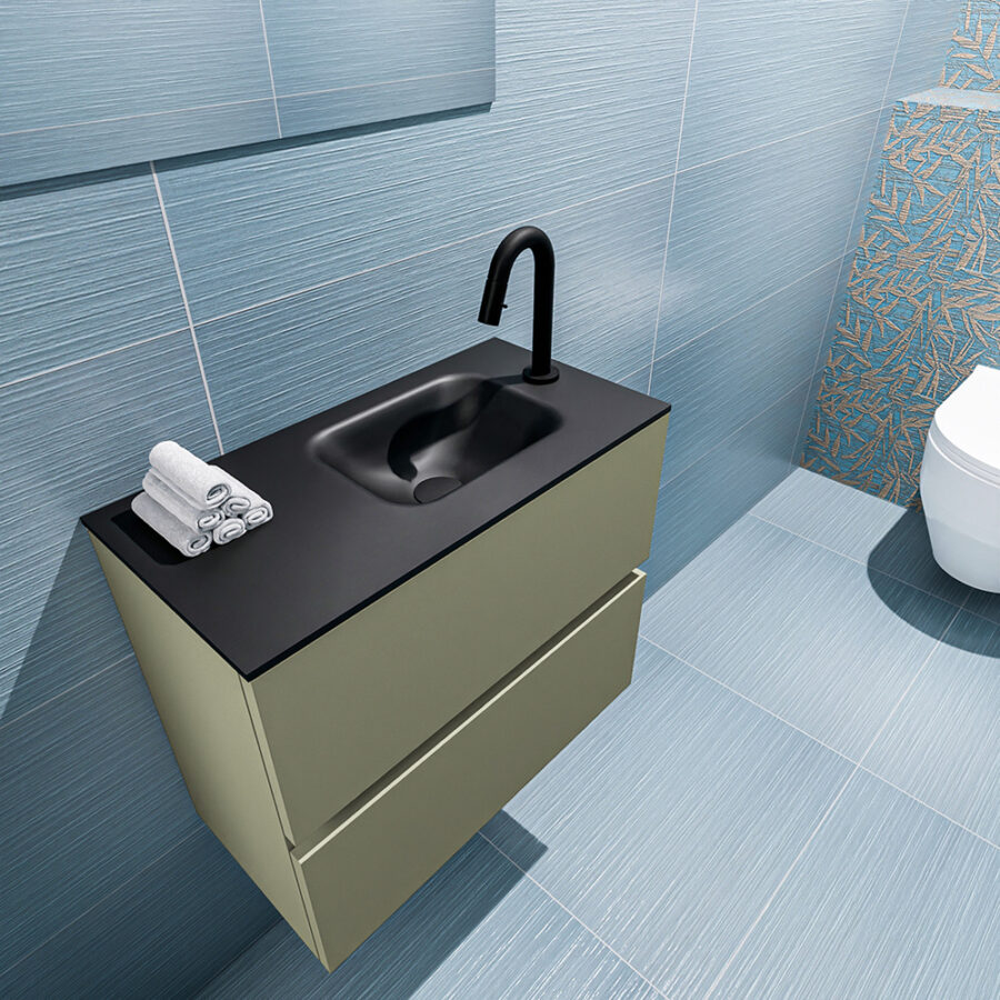 MONDIAZ ADA 60cm toiletmeubel army. LEX wastafel urban positie rechts. Met 1 kraangat - Afbeelding 2