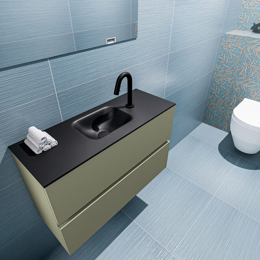 MONDIAZ ADA 80cm toiletmeubel army. LEX wastafel urban positie midden. Met 1 kraangat - Afbeelding 2