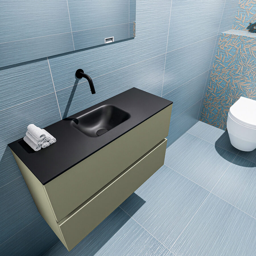 MONDIAZ ADA 80cm toiletmeubel army. LEX wastafel urban positie midden. Zonder kraangat - Afbeelding 2