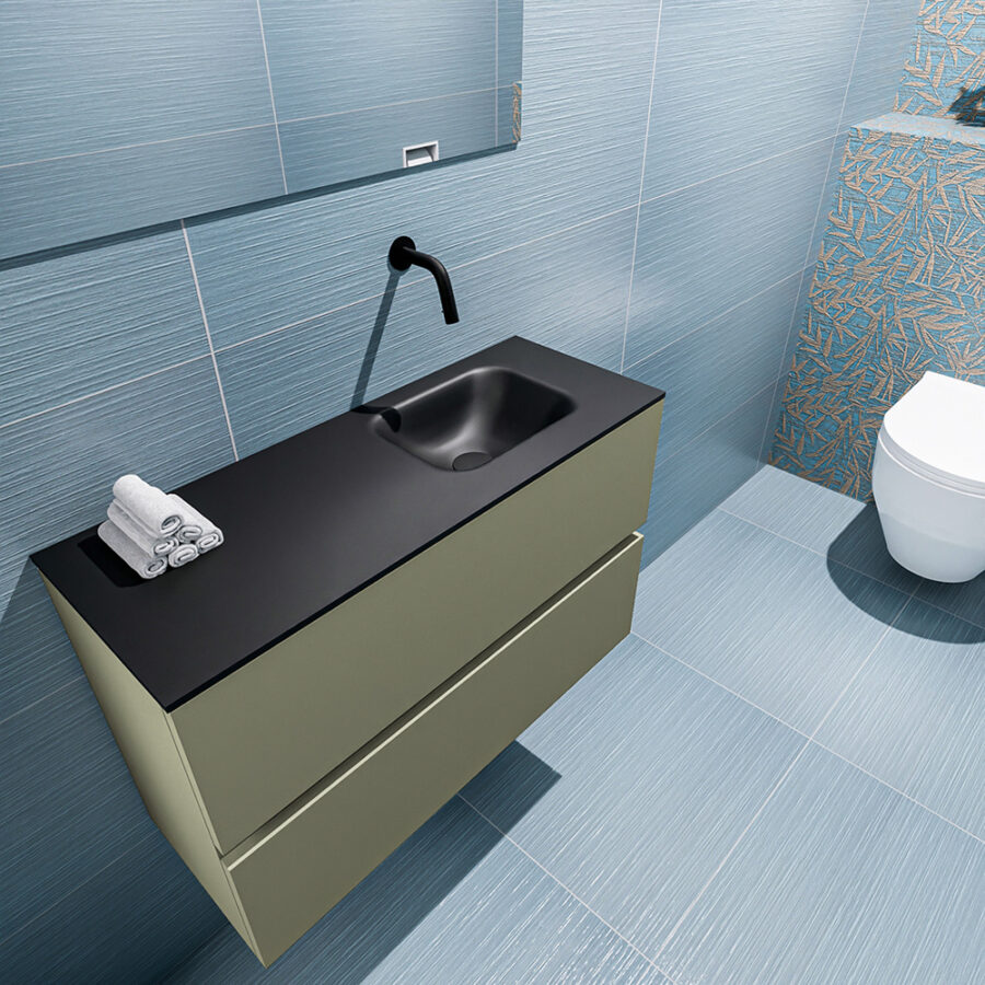 MONDIAZ ADA 80cm toiletmeubel army. LEX wastafel urban positie rechts. Zonder kraangat - Afbeelding 2