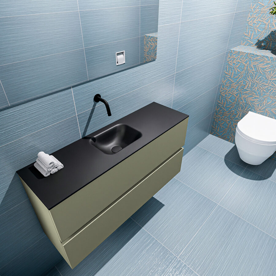 MONDIAZ ADA 100cm toiletmeubel army. LEX wastafel urban positie midden. Zonder kraangat - Afbeelding 2