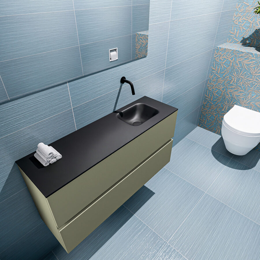 MONDIAZ ADA 100cm toiletmeubel army. LEX wastafel urban positie rechts. Zonder kraangat - Afbeelding 2