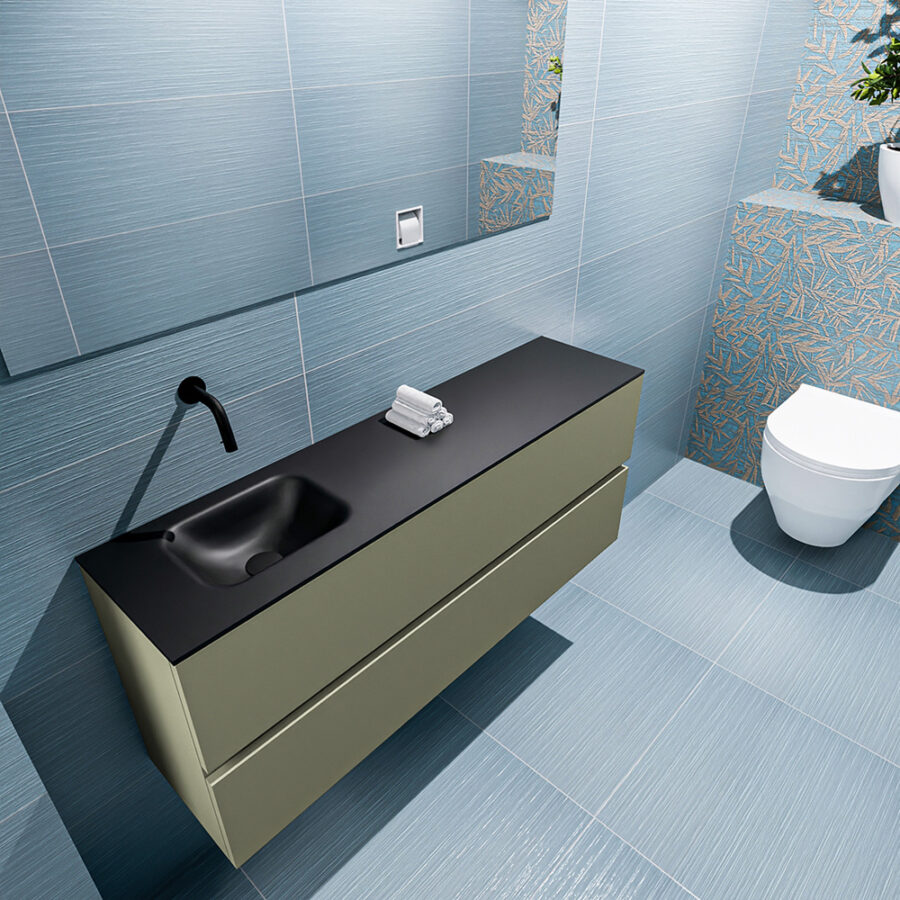 MONDIAZ ADA 120cm toiletmeubel army. LEX wastafel urban positie links. Zonder kraangat - Afbeelding 2