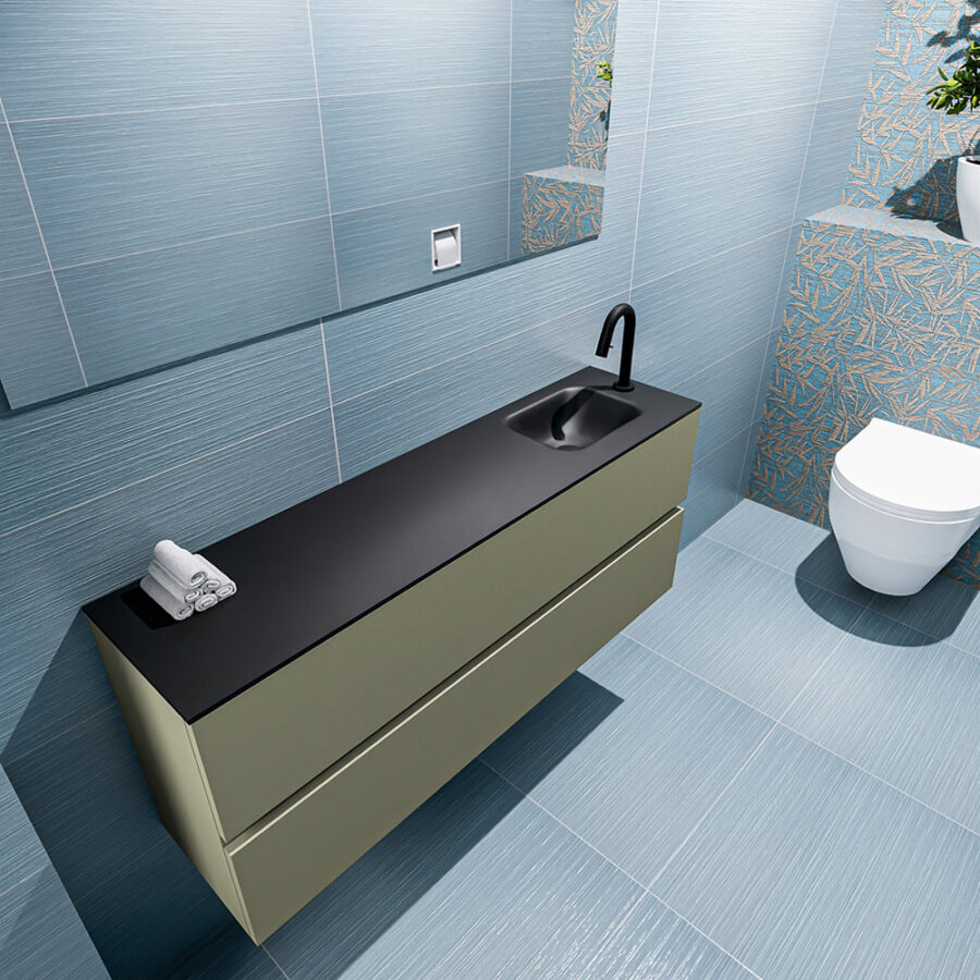 MONDIAZ ADA 120cm toiletmeubel army. LEX wastafel urban positie rechts. Met 1 kraangat - Afbeelding 2