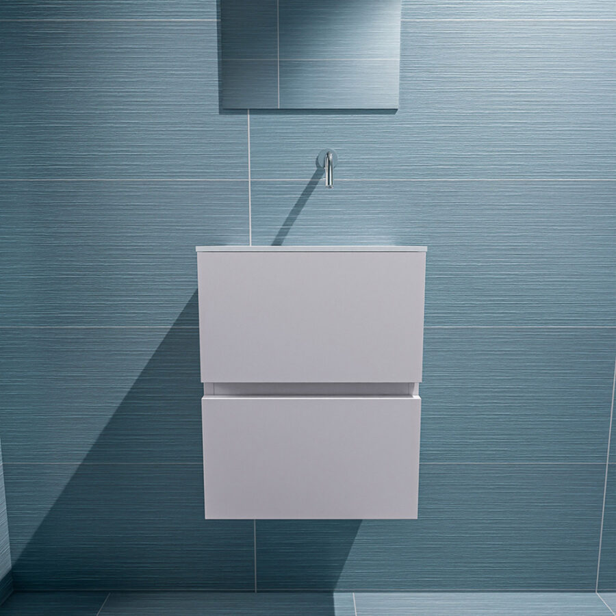 MONDIAZ ADA 40cm toiletmeubel cale. LEX wastafel talc positie rechts. Zonder kraangat - Afbeelding 3