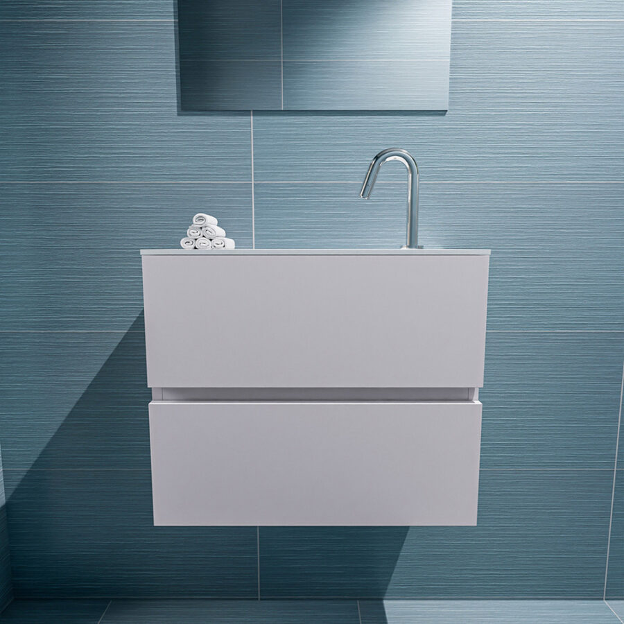 MONDIAZ ADA 60cm toiletmeubel cale. LEX wastafel talc positie midden. Met 1 kraangat - Afbeelding 3