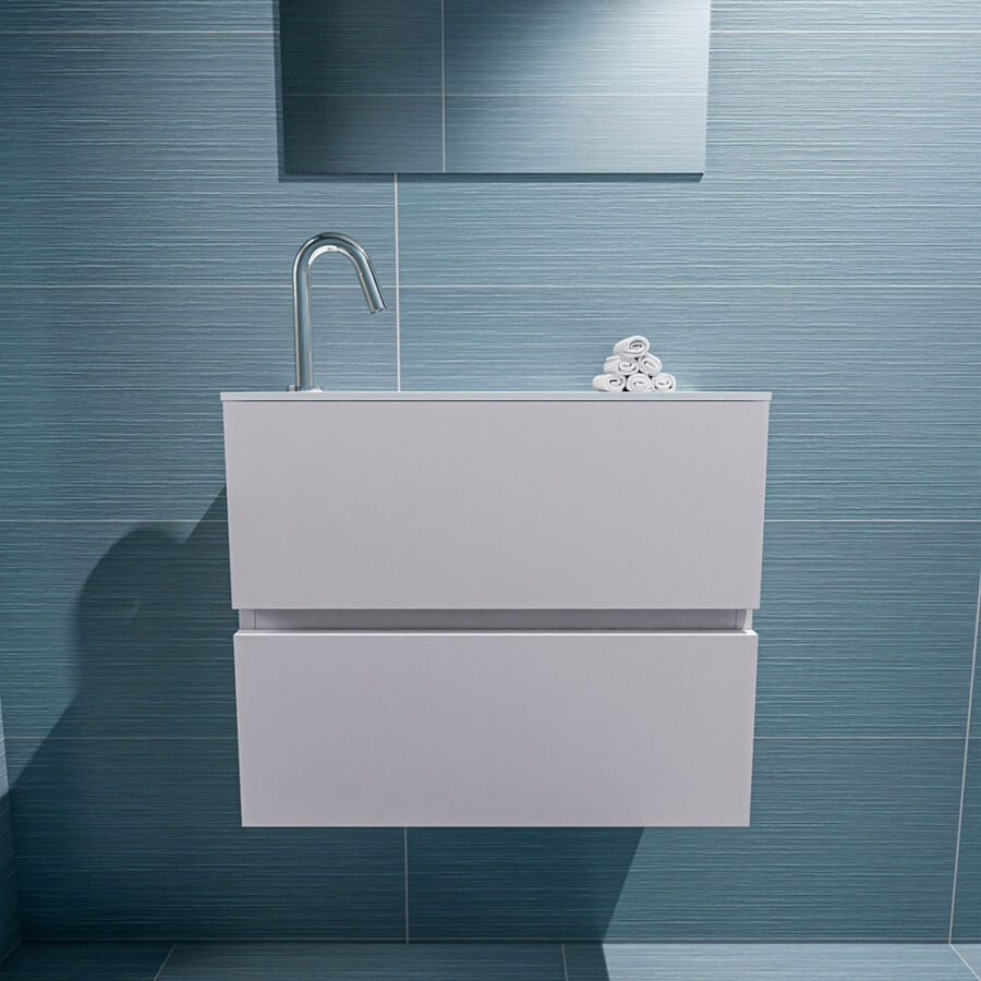 MONDIAZ ADA 60cm toiletmeubel cale. LEX wastafel talc positie links. Met 1 kraangat - Afbeelding 3