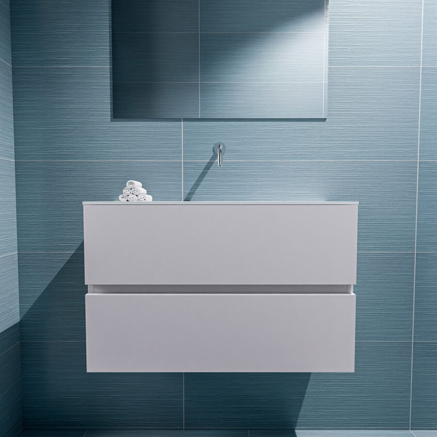 MONDIAZ ADA 80cm toiletmeubel cale. LEX wastafel talc positie midden. Zonder kraangat - Afbeelding 3