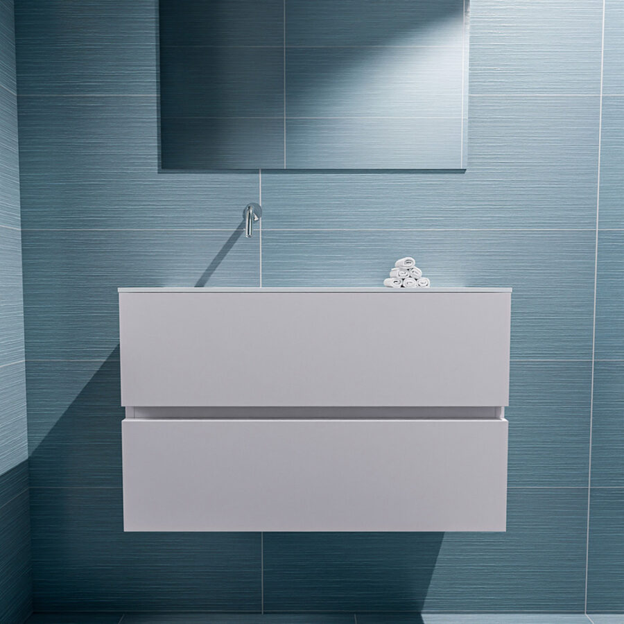MONDIAZ ADA 80cm toiletmeubel cale. LEX wastafel talc positie links. Zonder kraangat - Afbeelding 3
