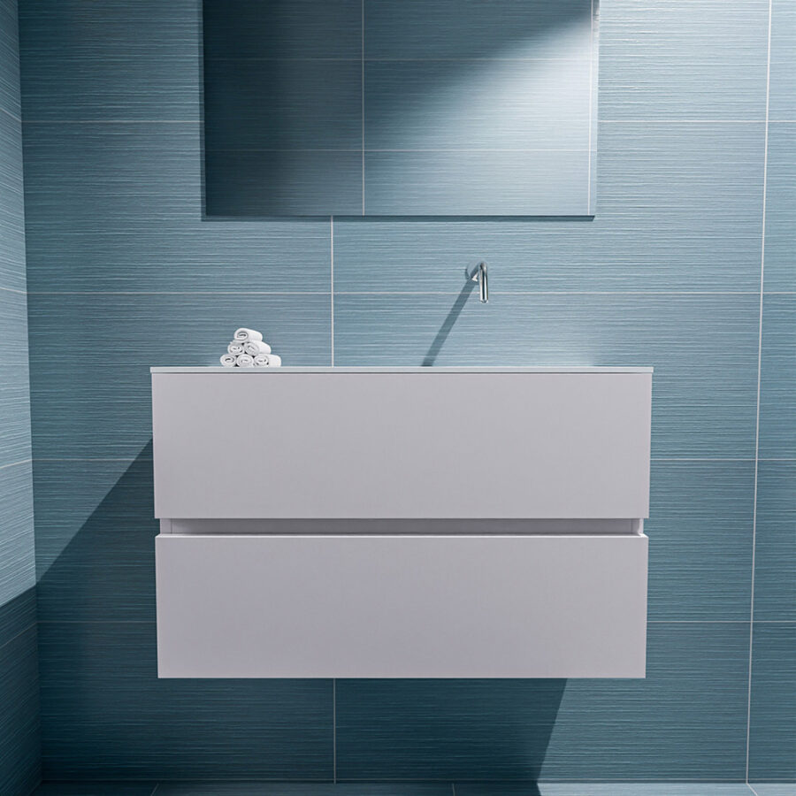 MONDIAZ ADA 80cm toiletmeubel cale. LEX wastafel talc positie rechts. Zonder kraangat - Afbeelding 3