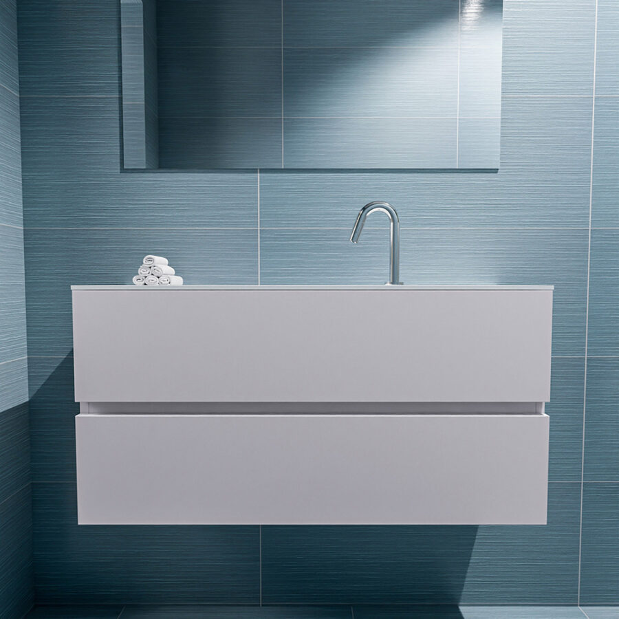 MONDIAZ ADA 100cm toiletmeubel cale. LEX wastafel talc positie midden. Met 1 kraangat - Afbeelding 3